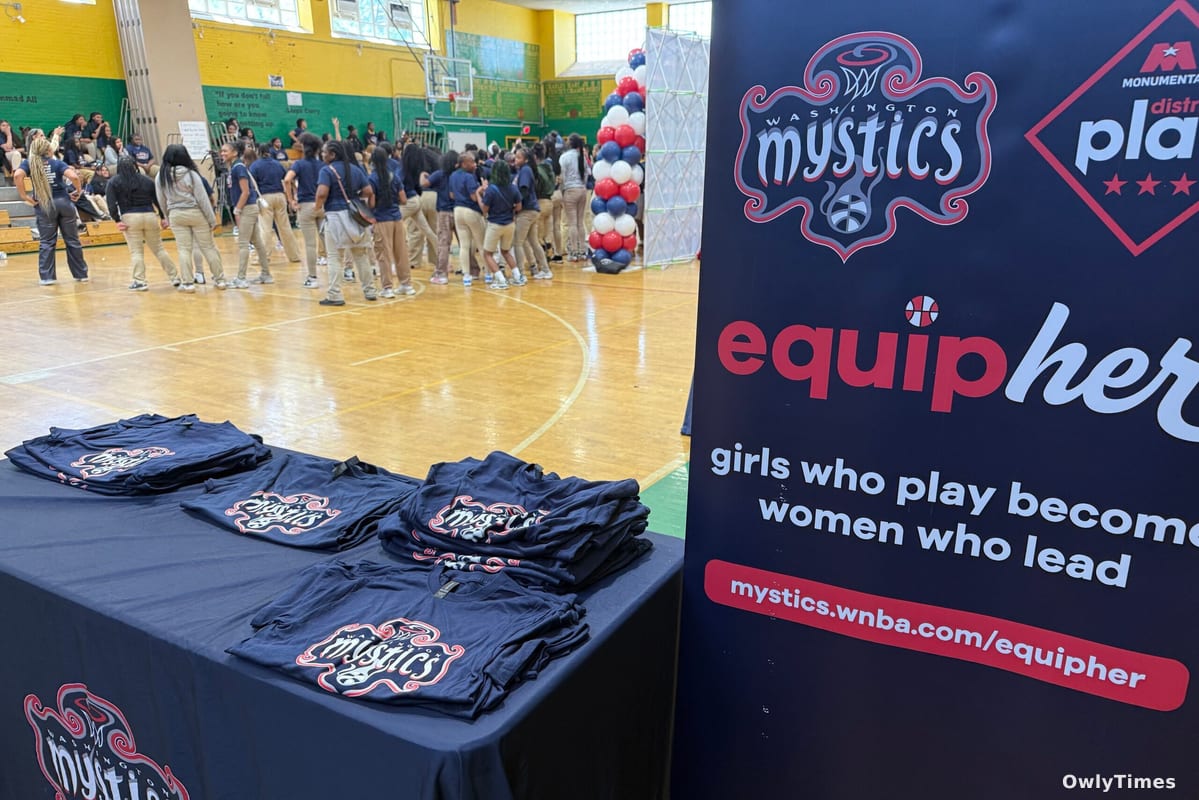 Mystics and Wizards Donate Sports Bras to 100 Charles Hart Students