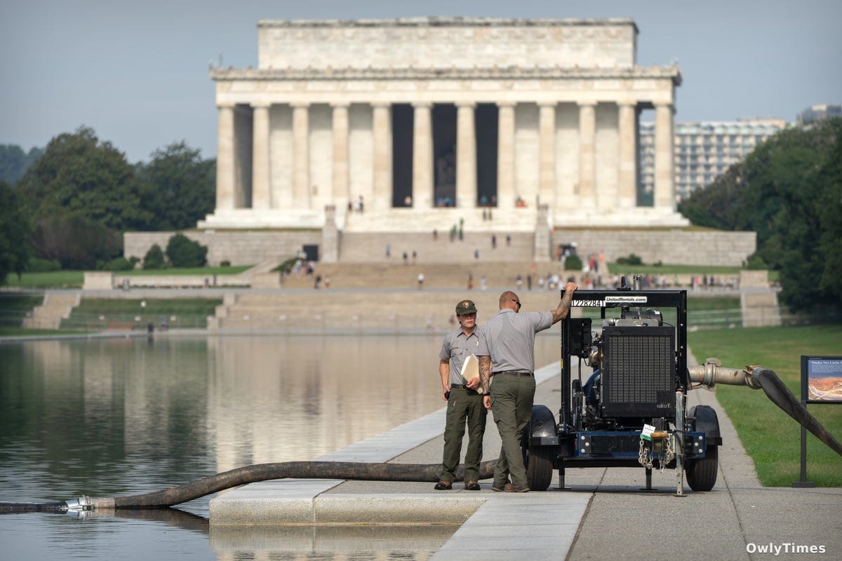 Lincoln Memorial Reflecting Pool Drained Again Amid Repair Delays